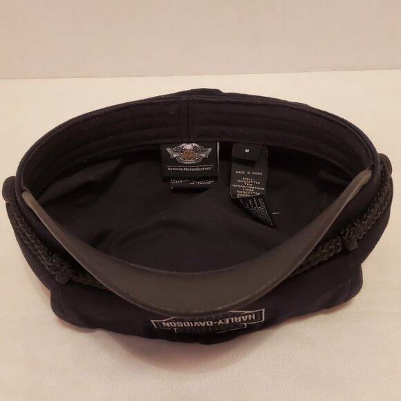 Men's M Harley Davidson Black Cotton/Faux Leather Bar & Shield Captain Hat - Picture 3 of 6